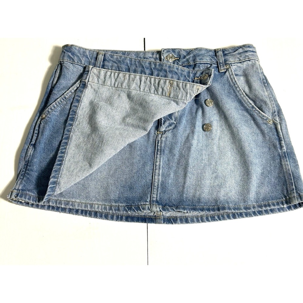 We The Free Wynne Denim Mini Skirt Size (30) Blue Button Front Pockets